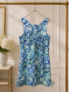 Lilly Pulitzer Mila Shift Dress Size 4 Indigo Sunset Swim Cotton